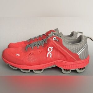 On Running Red and Gray Sneakers